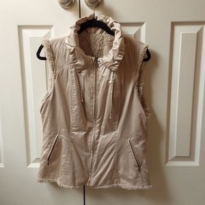 CAbi Faux Fur Satin Reversible Vest Sz. L